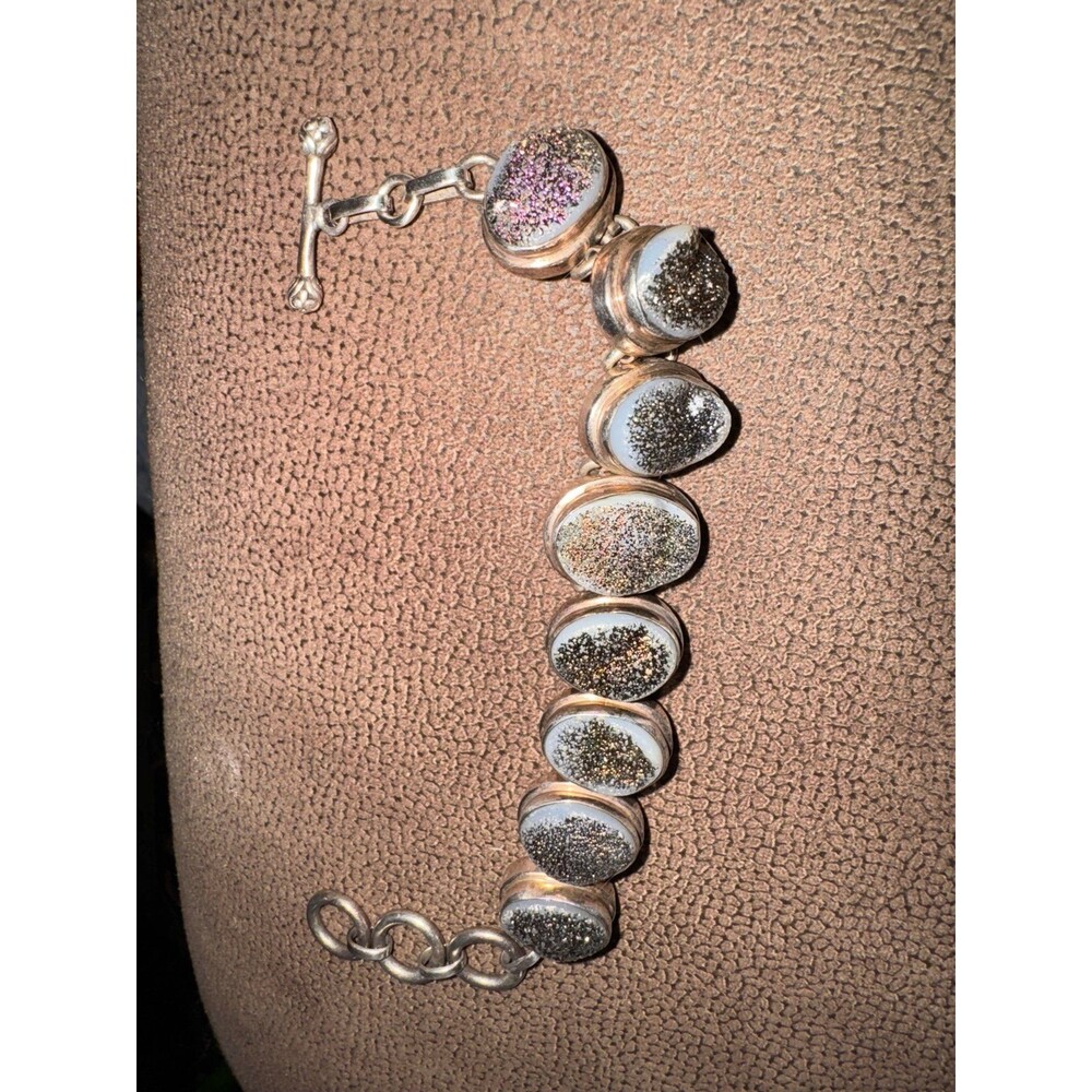 Vintage Sterling Silver Purple Druzy Bracelet